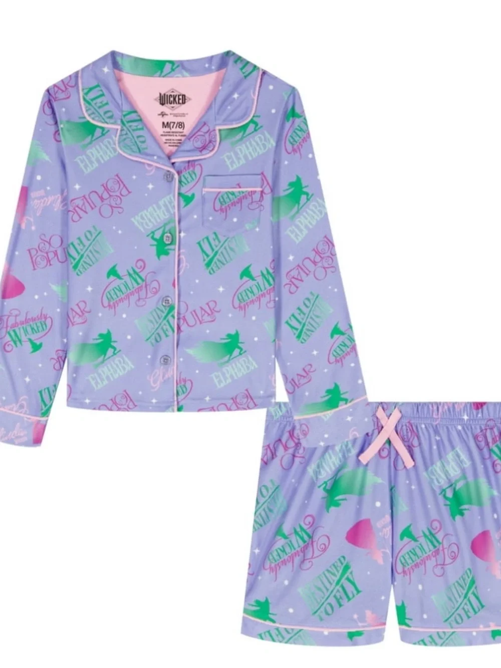 Wicked Girls Long Sleeve Coat and Shorts Pajama Set NWT $15 size 6/6x